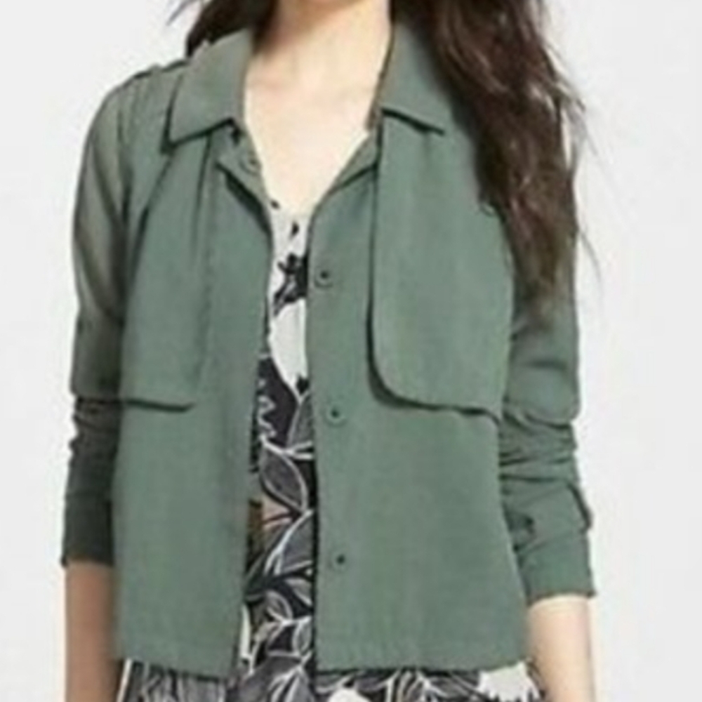 Ella Moss Olive Utility Button-Front Jacket